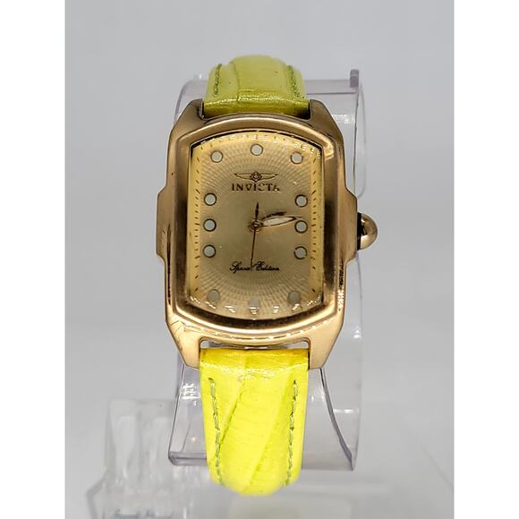 Invicta Special Edition Gold-Tone Watch with Yellow Leather Strap - Picture 2 of 9